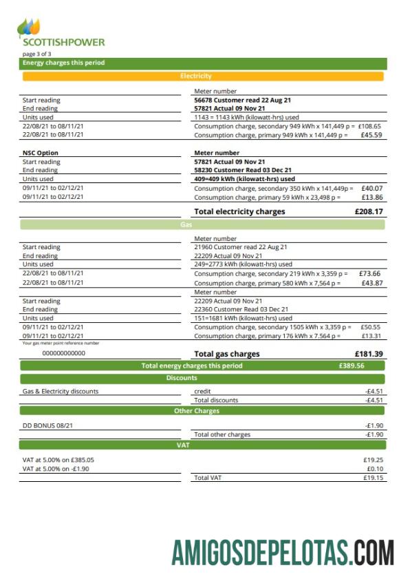 Para baixar modelo de conta de serviços públicos ScottishPower dos EUA em formato Word e PDF (3 páginas) 3